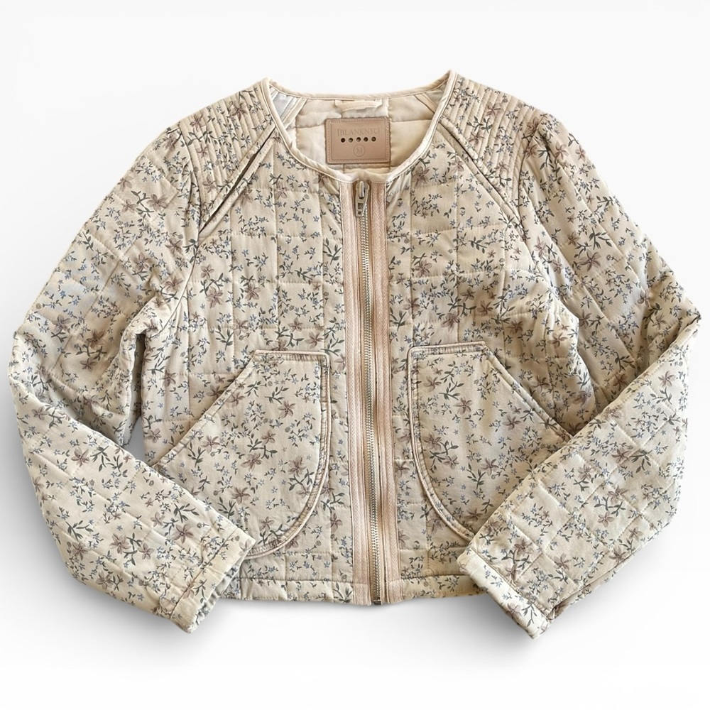 BlankNYC Forrest Quilted Jacket Womens M Cropped Blank NYC Tan Zippered Boho